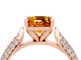 Rose gold Cushion Cut Diamond Solitaire Engagement Ring with Pavé Band and Four-Prong Setting_4