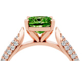 Rose gold Cushion Cut Diamond Solitaire Engagement Ring with Pavé Band and Four-Prong Setting_4