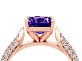 Rose gold Cushion Cut Diamond Solitaire Engagement Ring with Pavé Band and Four-Prong Setting_4