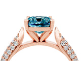 Rose gold Cushion Cut Diamond Solitaire Engagement Ring with Pavé Band and Four-Prong Setting_4