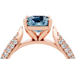 Rose gold Cushion Cut Diamond Solitaire Engagement Ring with Pavé Band and Four-Prong Setting_4