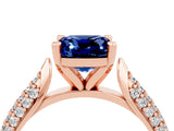 Rose gold Cushion Cut Diamond Solitaire Engagement Ring with Pavé Band and Four-Prong Setting_4
