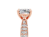 Rose gold Cushion Cut Diamond Solitaire Engagement Ring with Pavé Band and Four-Prong Setting_5