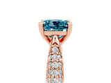 Rose gold Cushion Cut Diamond Solitaire Engagement Ring with Pavé Band and Four-Prong Setting_5