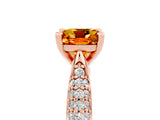 Rose gold Cushion Cut Diamond Solitaire Engagement Ring with Pavé Band and Four-Prong Setting_5