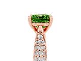 Rose gold Cushion Cut Diamond Solitaire Engagement Ring with Pavé Band and Four-Prong Setting_5