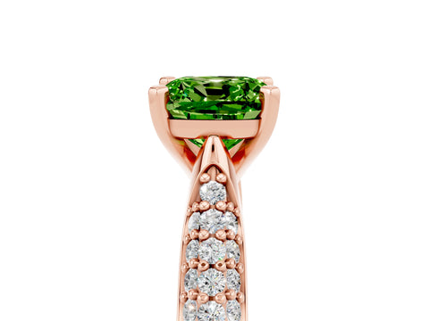 Rose gold Cushion Cut Diamond Solitaire Engagement Ring with Pavé Band and Four-Prong Setting_5