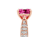 Rose gold Cushion Cut Diamond Solitaire Engagement Ring with Pavé Band and Four-Prong Setting_5