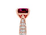 Rose gold Cushion Cut Diamond Solitaire Engagement Ring with Pavé Band and Four-Prong Setting_5