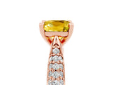 Rose gold Cushion Cut Diamond Solitaire Engagement Ring with Pavé Band and Four-Prong Setting_5