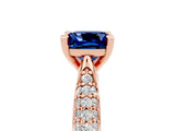 Rose gold Cushion Cut Diamond Solitaire Engagement Ring with Pavé Band and Four-Prong Setting_5