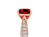 Rose gold Cushion Cut Diamond Solitaire Engagement Ring with Pavé Band and Four-Prong Setting_5