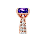 Rose gold Cushion Cut Diamond Solitaire Engagement Ring with Pavé Band and Four-Prong Setting_5