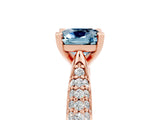 Rose gold Cushion Cut Diamond Solitaire Engagement Ring with Pavé Band and Four-Prong Setting_5