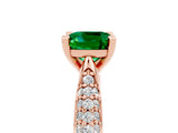 Rose gold Cushion Cut Diamond Solitaire Engagement Ring with Pavé Band and Four-Prong Setting_5
