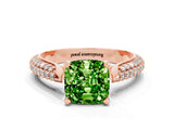 Rose gold Cushion Cut Diamond Solitaire Engagement Ring with Pavé Band and Four-Prong Setting