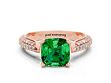 Rose gold Cushion Cut Diamond Solitaire Engagement Ring with Pavé Band and Four-Prong Setting