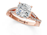 Rose gold Cushion Cut Diamond Solitaire Engagement Ring with Twisted Pavé Band and Four-Prong Setting_51