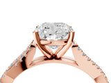 Rose gold Cushion Cut Diamond Solitaire Engagement Ring with Twisted Pavé Band and Four-Prong Setting_54
