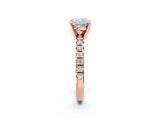 Rose gold Cushion Cut Diamond Solitaire Pavé Engagement Ring with Round Band and Prong Setting_16