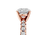 Rose gold Cushion Cut Diamond Solitaire Pavé Engagement Ring with Round Band and Prong Setting_19