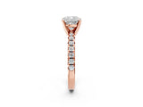 Rose gold Cushion Cut Diamond Solitaire Pavé Engagement Ring with Round Band and Prong Setting_52