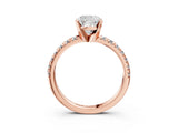 Rose gold Cushion Cut Diamond Solitaire Pavé Engagement Ring with Round Band and Prong Setting_53