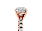 Rose gold Cushion Cut Diamond Solitaire Pavé Engagement Ring with Round Band and Prong Setting_55