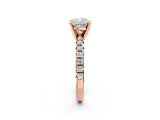 Rose gold Cushion Cut Diamond Solitaire Pavé Engagement Ring with Round Band and Prong Setting_70