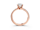 Rose gold Cushion Cut Diamond Solitaire Pavé Engagement Ring with Round Band and Prong Setting_71