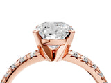 Rose gold Cushion Cut Diamond Solitaire Pavé Engagement Ring with Round Band and Prong Setting_72
