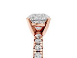 Rose gold Cushion Cut Diamond Solitaire Pavé Engagement Ring with Round Band and Prong Setting_73