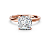 Rose gold Cushion Cut Diamond Solitaire Ring with Classic Band and Four-Prong Setting_3