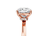 Rose gold Cushion Cut Diamond Solitaire Ring with Classic Band and Four-Prong Setting_8