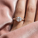 Rose gold Cushion Cut Diamond Solitaire Ring with Filigree Band and Four-Prong Setting_81