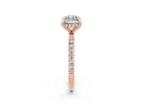 Rose gold Cushion Cut Diamond Solitaire Ring with Four-Prong Setting and Pavé Band_2