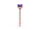 Rose gold Cushion Cut Diamond Solitaire Ring with Four-Prong Setting and Pavé Band_2