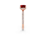 Rose gold Cushion Cut Diamond Solitaire Ring with Four-Prong Setting and Pavé Band_2