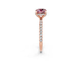 Rose gold Cushion Cut Diamond Solitaire Ring with Four-Prong Setting and Pavé Band_2