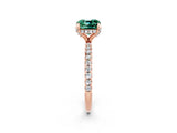 Rose gold Cushion Cut Diamond Solitaire Ring with Four-Prong Setting and Pavé Band_2