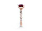 Rose gold Cushion Cut Diamond Solitaire Ring with Four-Prong Setting and Pavé Band_2