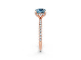 Rose gold Cushion Cut Diamond Solitaire Ring with Four-Prong Setting and Pavé Band_2