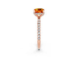Rose gold Cushion Cut Diamond Solitaire Ring with Four-Prong Setting and Pavé Band_2