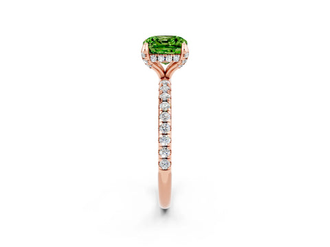 Rose gold Cushion Cut Diamond Solitaire Ring with Four-Prong Setting and Pavé Band_2