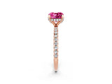 Rose gold Cushion Cut Diamond Solitaire Ring with Four-Prong Setting and Pavé Band_2