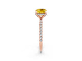 Rose gold Cushion Cut Diamond Solitaire Ring with Four-Prong Setting and Pavé Band_2