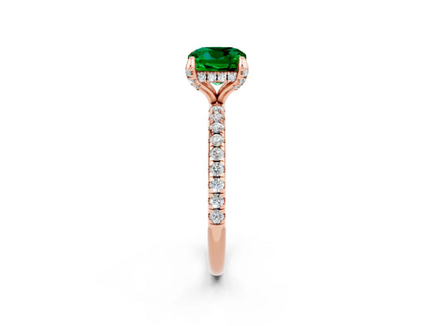 Rose gold Cushion Cut Diamond Solitaire Ring with Four-Prong Setting and Pavé Band_2