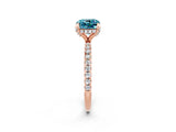 Rose gold Cushion Cut Diamond Solitaire Ring with Four-Prong Setting and Pavé Band_2
