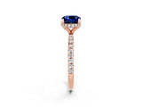 Rose gold Cushion Cut Diamond Solitaire Ring with Four-Prong Setting and Pavé Band_2