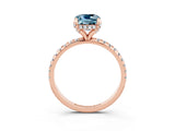 Rose gold Cushion Cut Diamond Solitaire Ring with Four-Prong Setting and Pavé Band_3